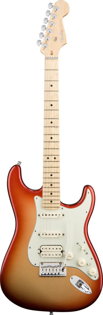 Fender Fender American Deluxe Stratocaster HSS Electric Guitar, Maple - Sunset Metallic