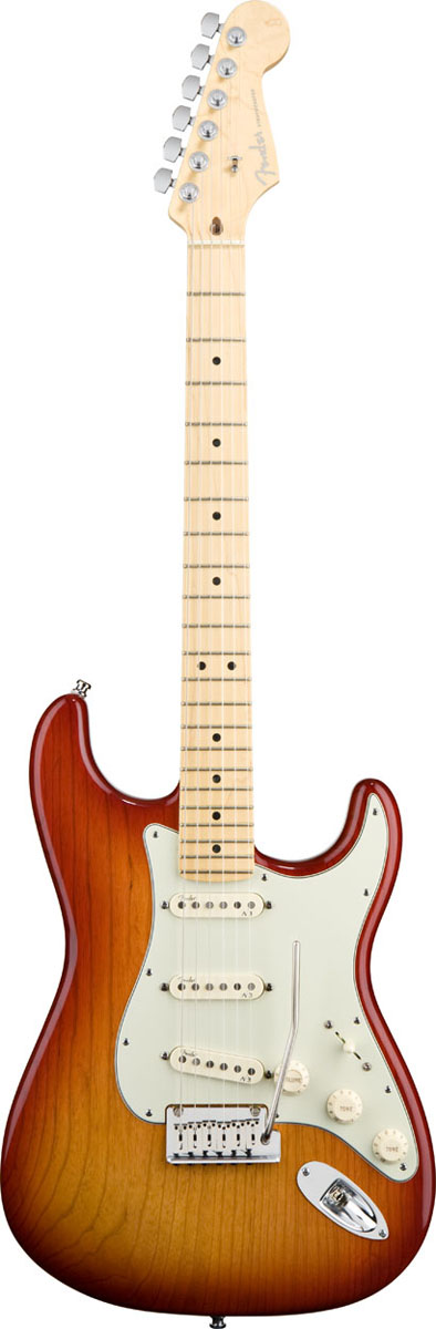 Fender Fender American Deluxe Stratocaster Electric Guitar, Maple - Aged Cherry Sunburst