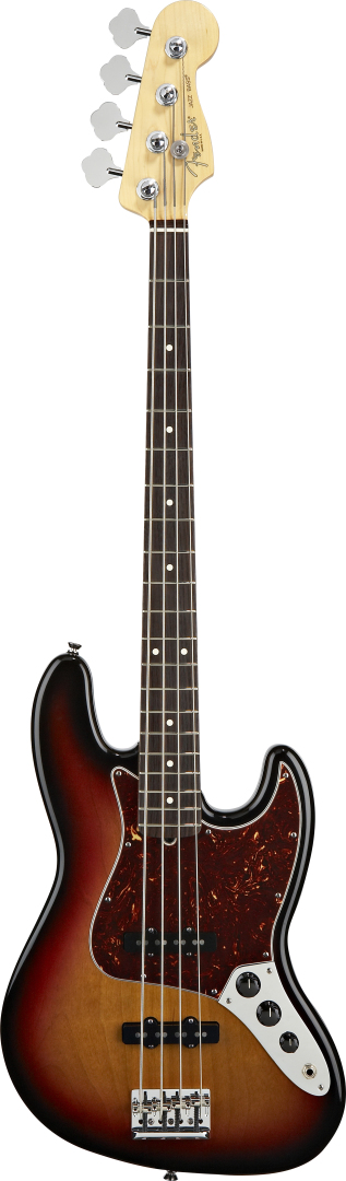 Fender Fender American Standard Jazz Electric Bass Guitar, Rosewood - 3-Color Sunburst