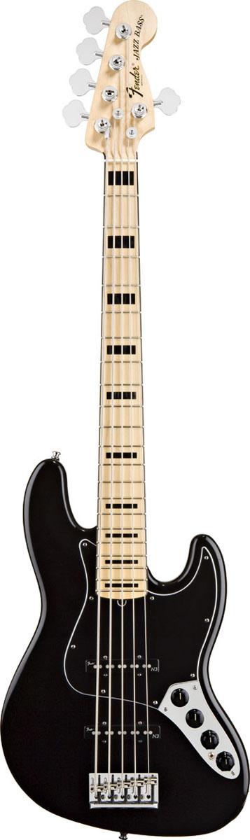 Fender Fender American Deluxe Jazz V 5-String Bass Guitar - Maple - Black