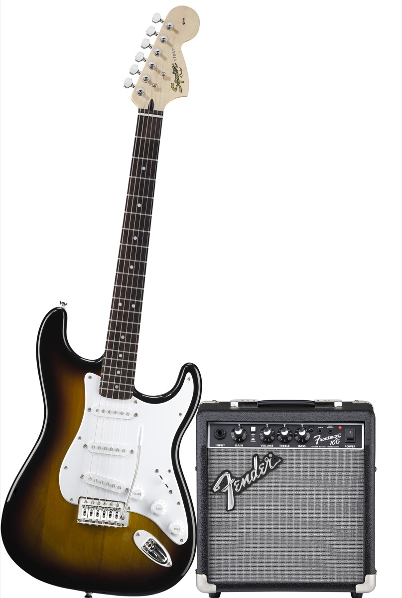 Squier Squier Stop Dreaming Start Playing Set with Affinity Series Stratocaster and Fender Frontman 10G Amplifier - Brown Sunburst