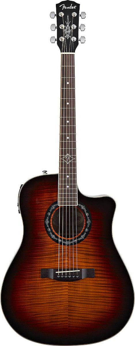 Fender Fender T-Bucket 300CE Acoustic-Electric Guitar, Flame Maple - 3-Color Sunburst