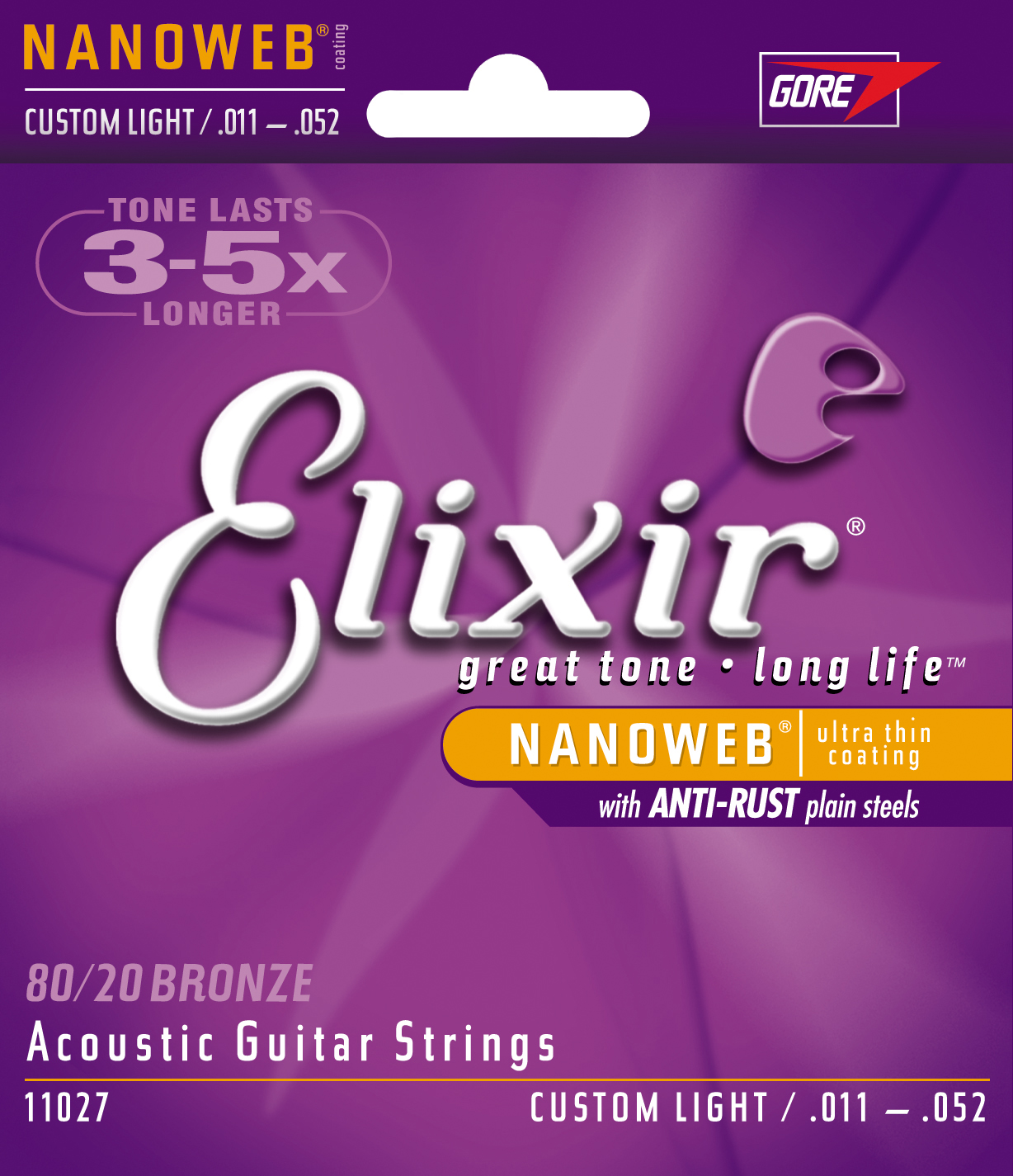 Elixir Elixir Nanoweb 80/20 Bronze Acoustic Guitar Strings (12-56)