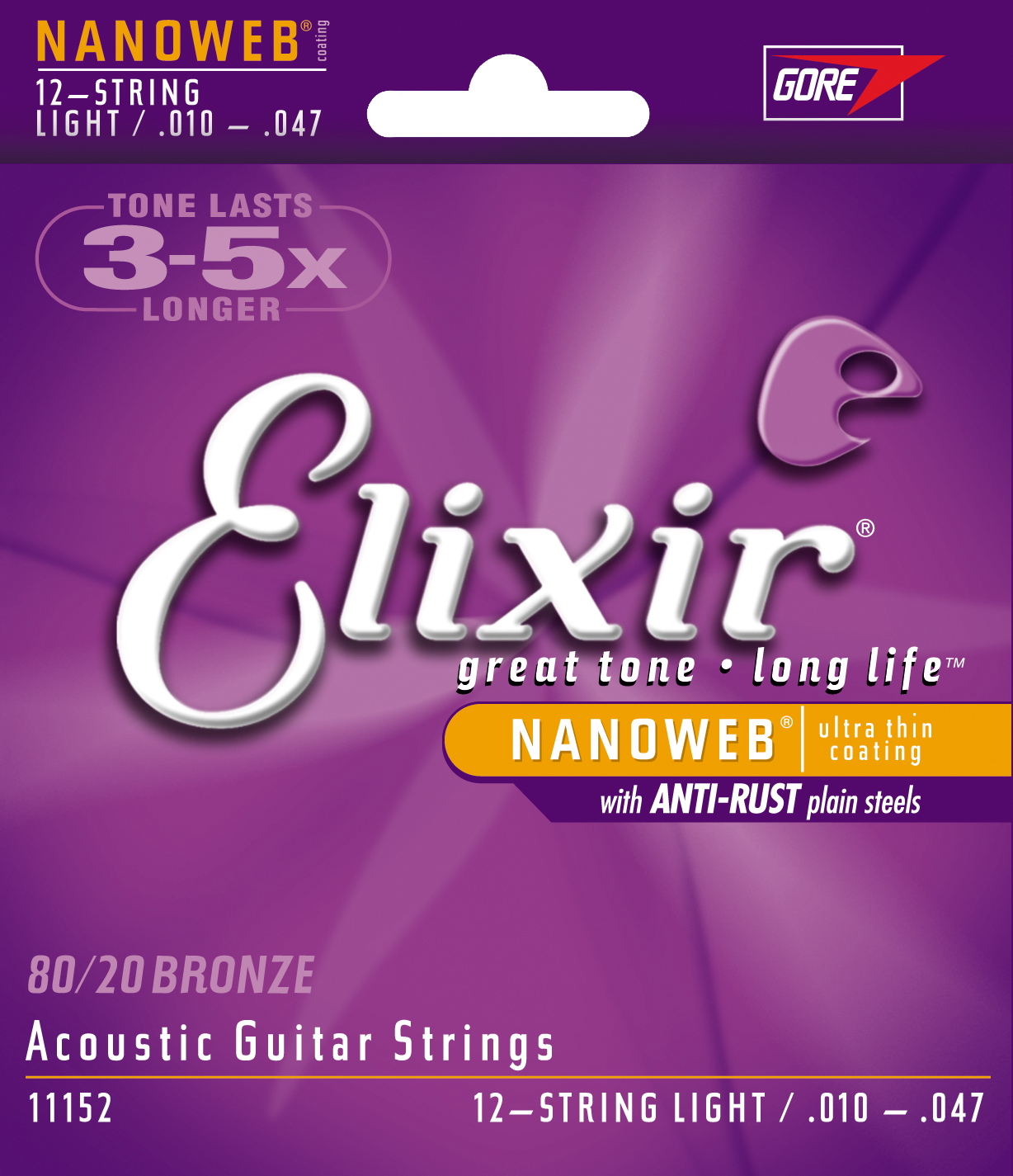 Elixir Elixir 11152 80/20 Bronze Nanoweb Acoustic Guitar Strings