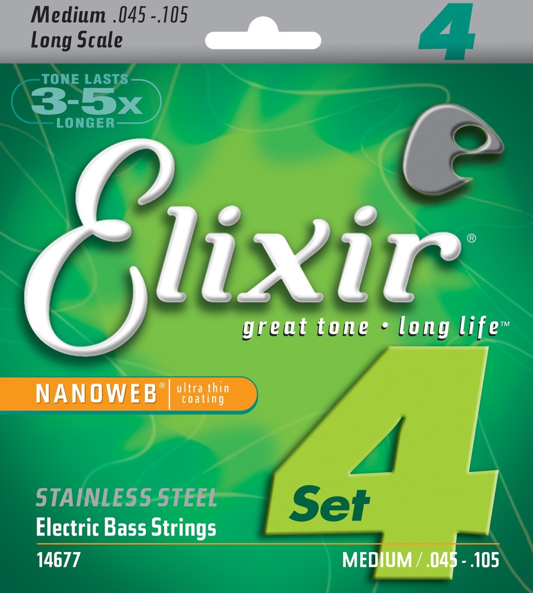 Elixir Elixir Nanoweb Stainless Steel Electric Bass Strings (45-105)