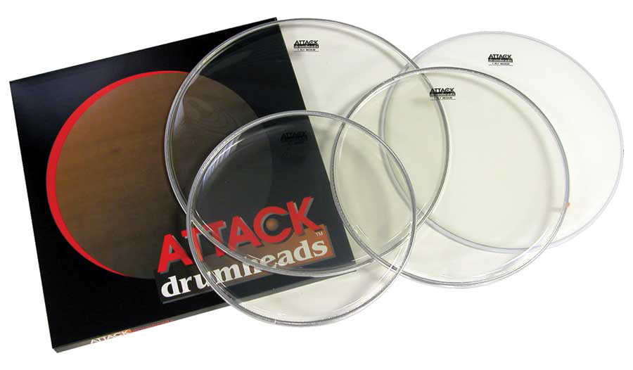Attack Attack Drum Head, 4-Pack (12, 13, and 16 Inch Clear, and 14 Inch Coated)