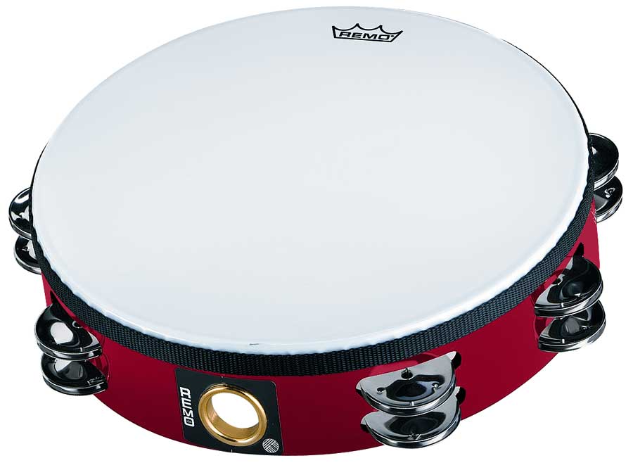 Remo Remo Fiberskyn 3 Double Row Pretuned Head Tambourine - Deep Red (10 Inch)