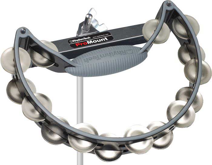 Rhythm Tech Rhythm Tech Pro 10 Steel Jingle Tambourine with Free Mount - Black/Grey