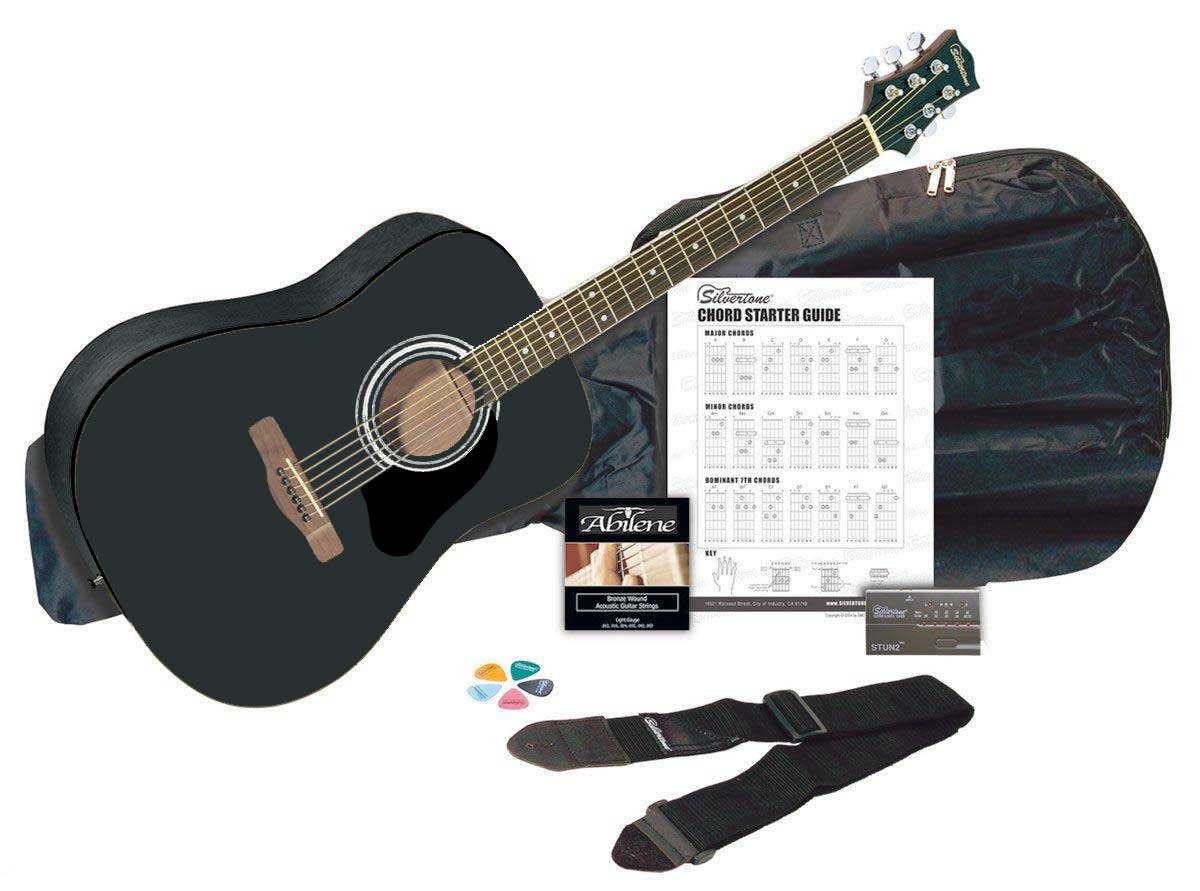 Silvertone Silvertone SD3000 Complete Acoustic Guitar Package - Black