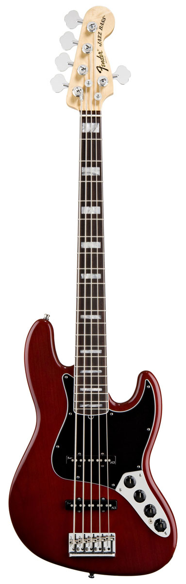 Fender Fender American Deluxe Jazz V 5-String Bass Guitar - Rosewood - Wine Transparent