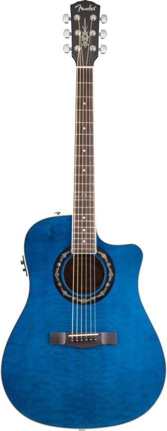 Fender Fender T-Bucket 300CE Flame Maple Acoustic-Electric Guitar - Transparent Blue Quilt