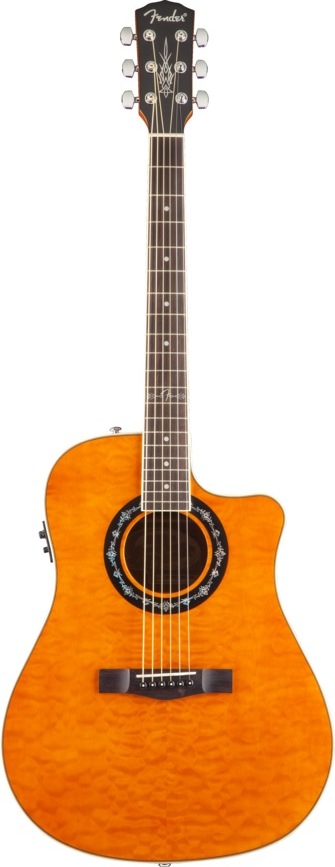 Fender Fender T-Bucket 300CE Flame Maple Acoustic-Electric Guitar - Amber Quilt