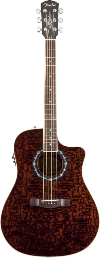 Fender Fender T-Bucket 300CE Flame Maple Acoustic-Electric Guitar - Transparent Dark Brown Ash