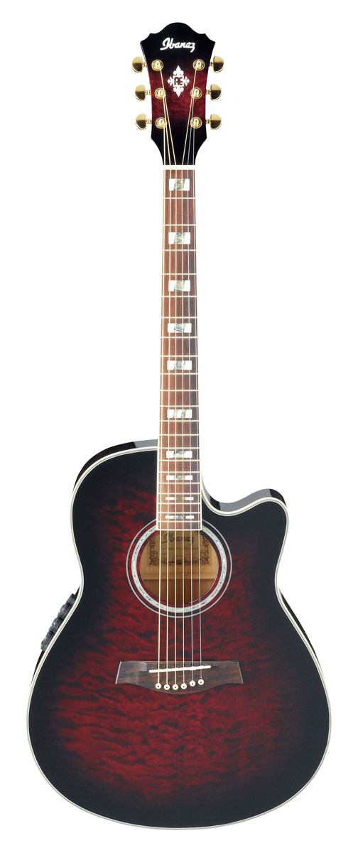 Ibanez Ibanez AEF37E Deep-Body Acoustic-Electric Guitar - Transparent Cherry Sunburst