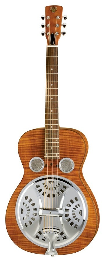 Epiphone Dobro Hound Dog Deluxe Roundneck Resonator Guitar (Figured Maple) - Vintage Brown