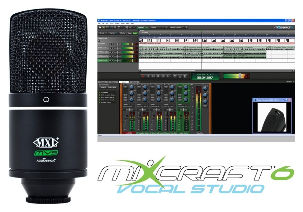 MXL MXL Acoustica MVS Mixcraft 6 Vocal Studio USB Microphone Pack