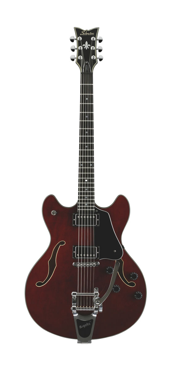 Schecter Schecter Corsair Semi-Hollow Electric Guitar with Bigsby Vibrato - Gloss Walnut