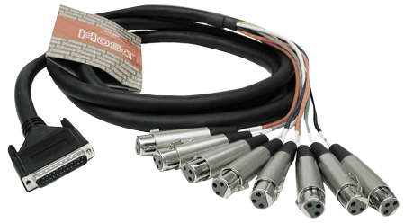 Hosa Hosa DTF-800 Multi-Track Snake, 25 Pin D-Sub to 8 XLR Female (16.5 Foot, 5 Meters)