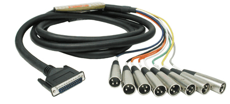 Hosa Hosa DTM-800 Multi-Track Snake Cable, 25 Pin D-Sub To 8 XLR Male (16.5 Foot, 5 Meters)