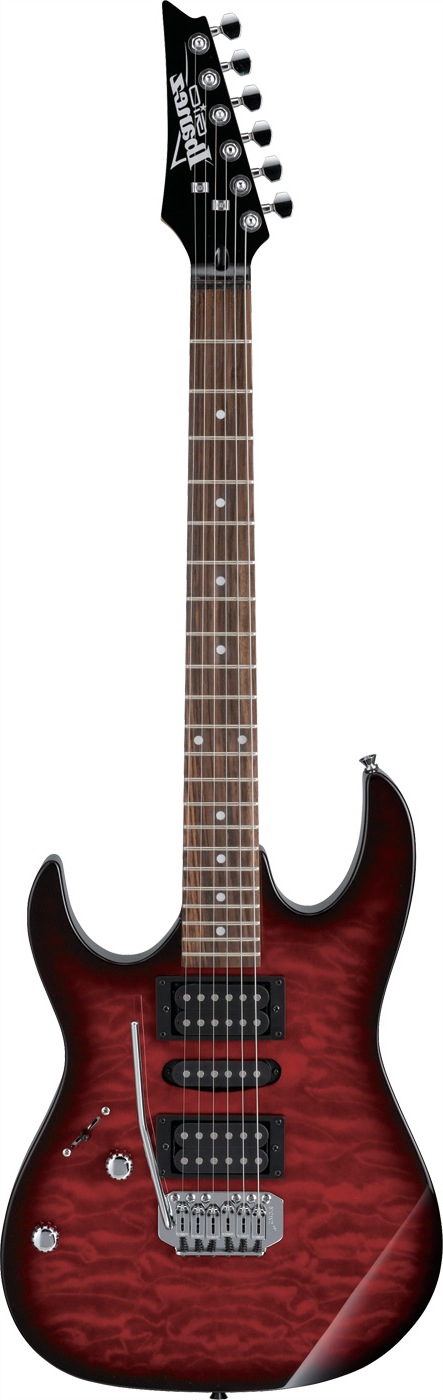 Ibanez Ibanez GRX70QA Quilt Top Left-Handed Electric Guitar - Transparent Red Burst