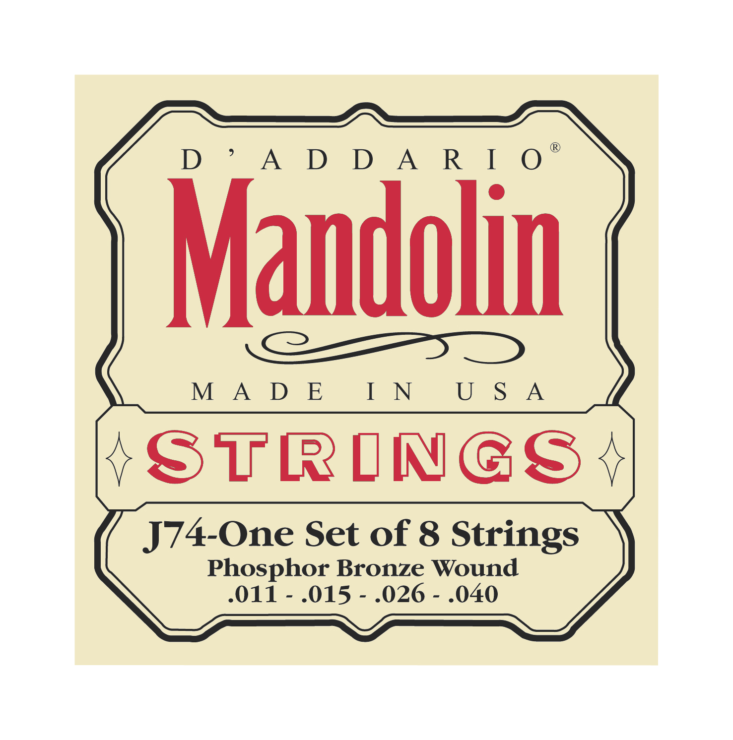 D'Addario D'Addario J74 Medium Phosphor Bronze Mandolin Strings