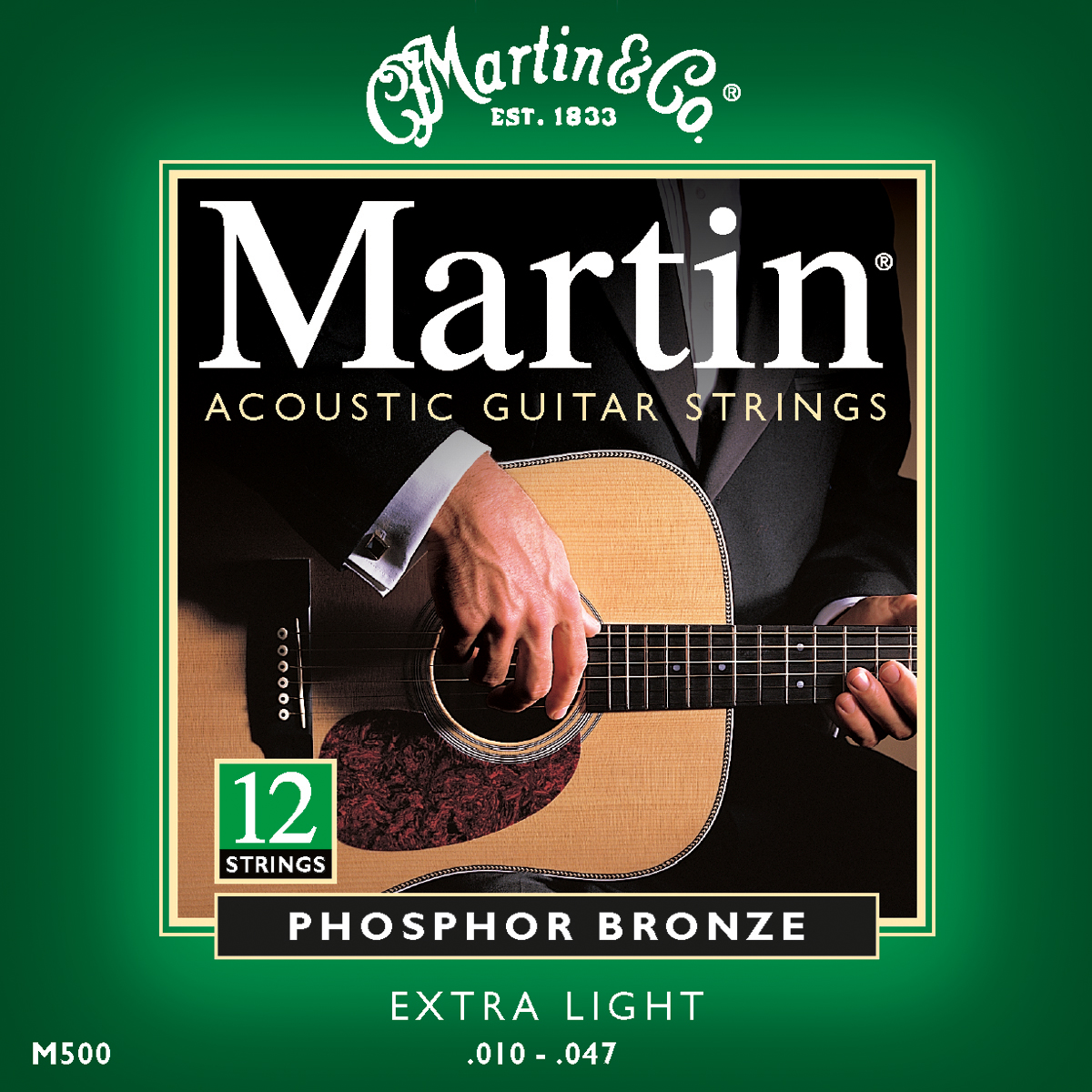 Martin Martin M-500 Acoustic Guitar Strings, 92/8 Phosphor Bronze