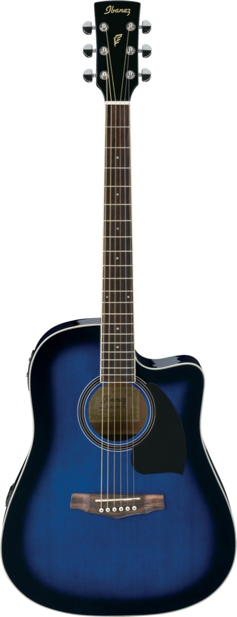 Ibanez Ibanez PF15ECE Dreadnought Acoustic-Electric Guitar - Transparent Blue Sunburst