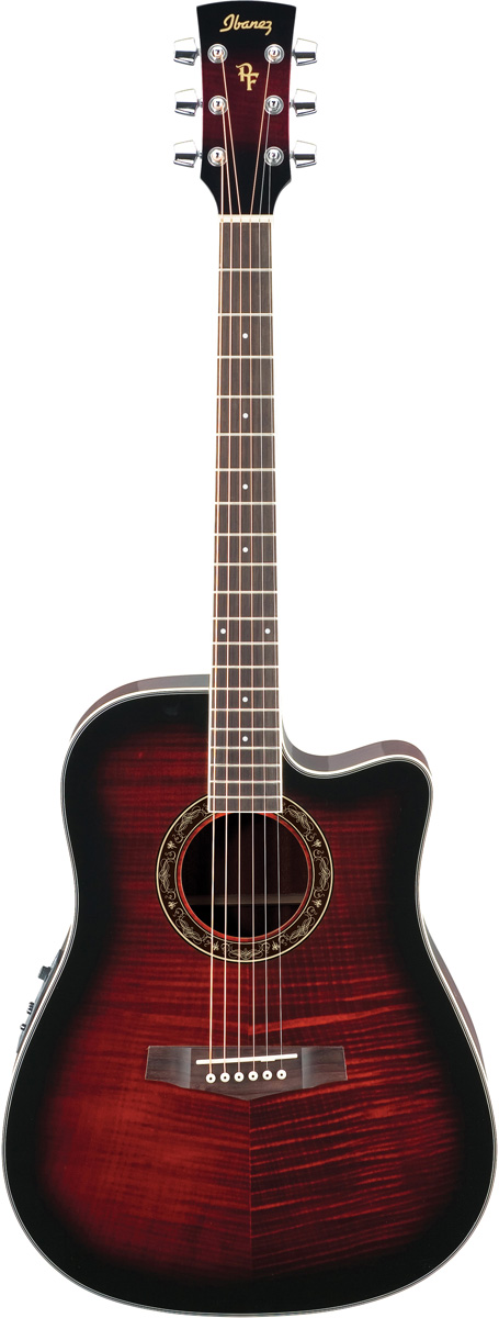 Ibanez Ibanez PF28ECE Acoustic-Electric Guitar - Transparent Red Sunburst