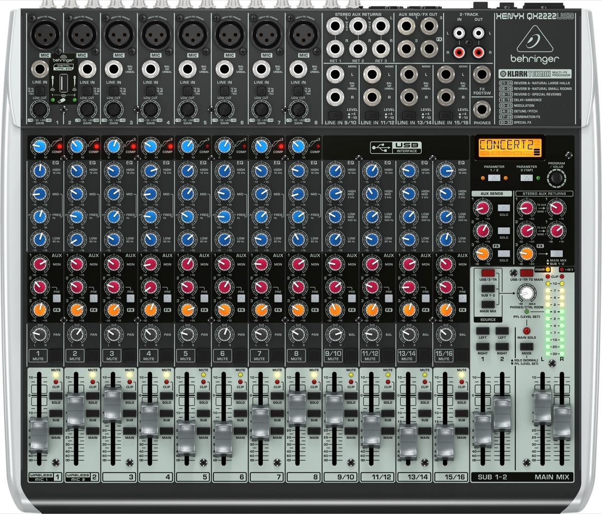 Behringer Behringer QX2222USB XENYX USB Mixer, 16-Channel