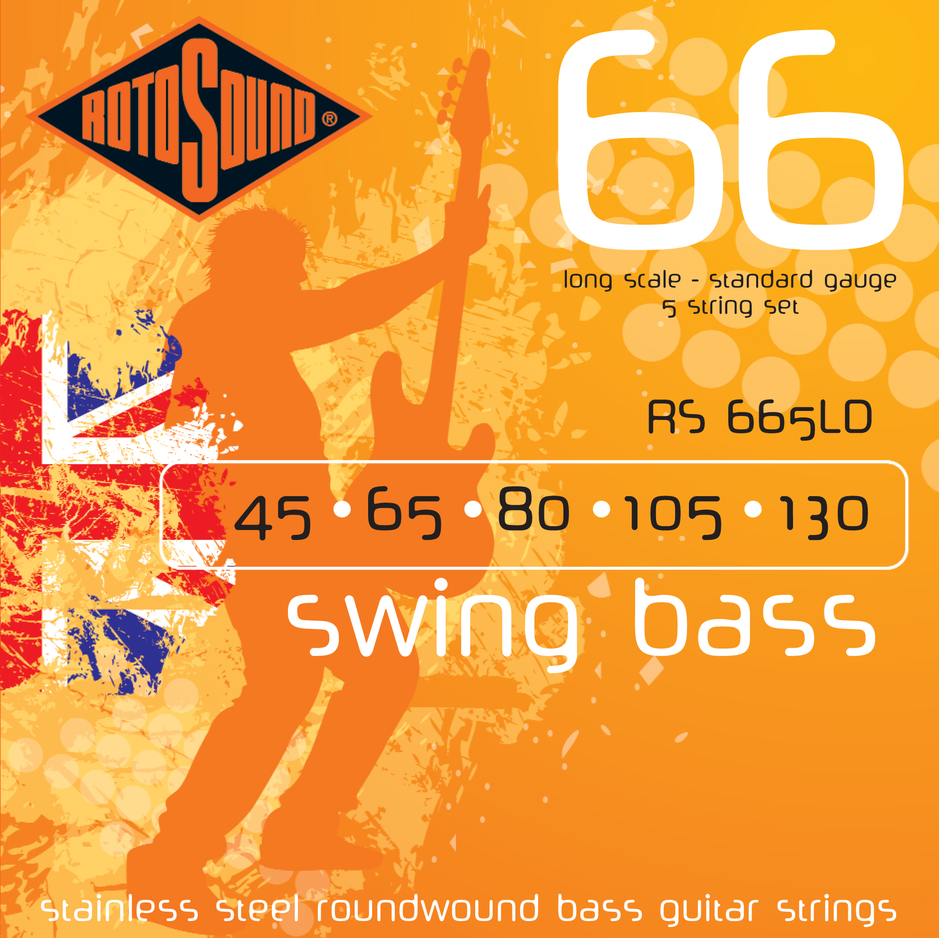 Rotosound Rotosound Swing 66 RS665 5-String Long Scale Bass Guitar Strings (45-130)