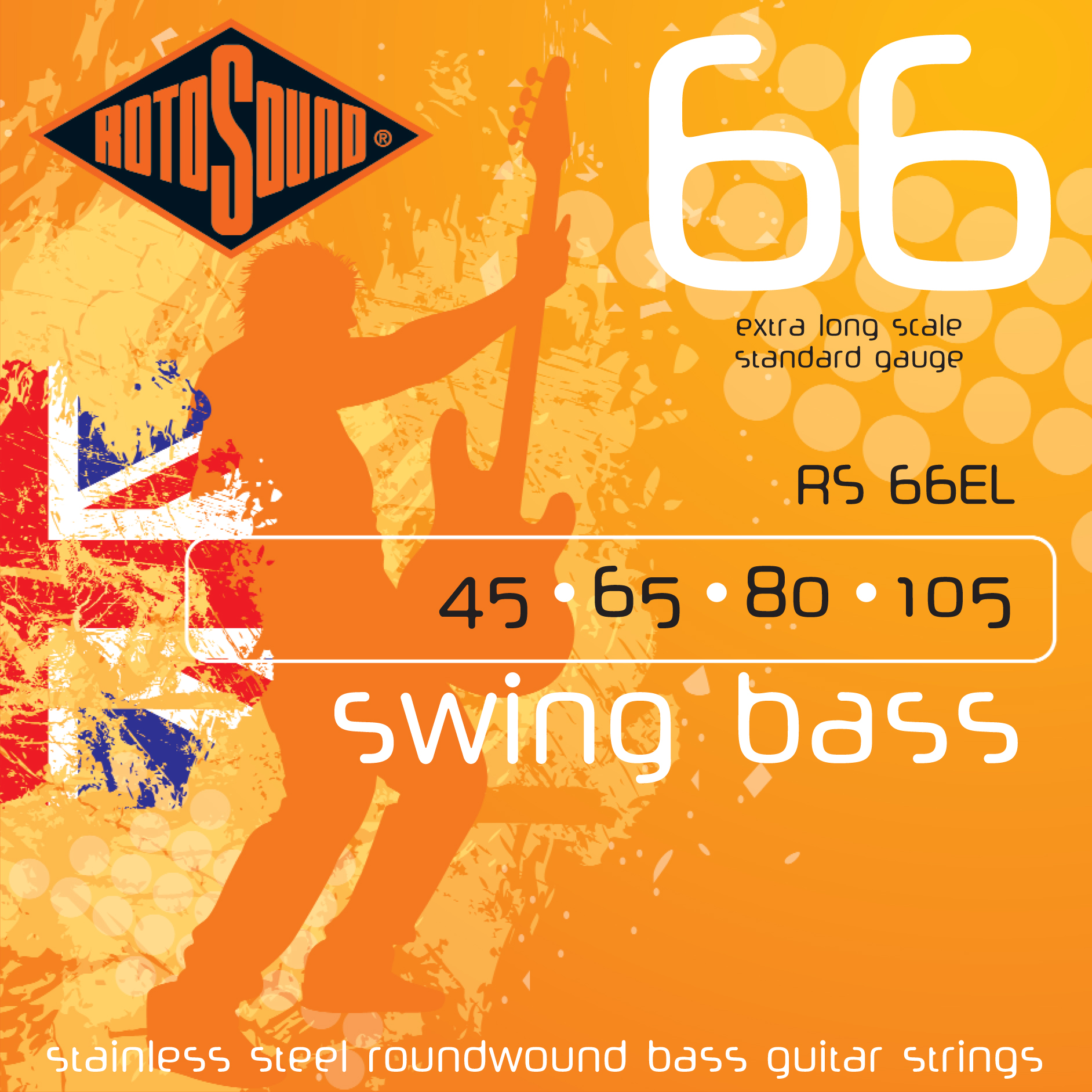 Rotosound Rotosound Swing RS66EL X-Long Scale Electric Bass Guitar Strings (45-105)