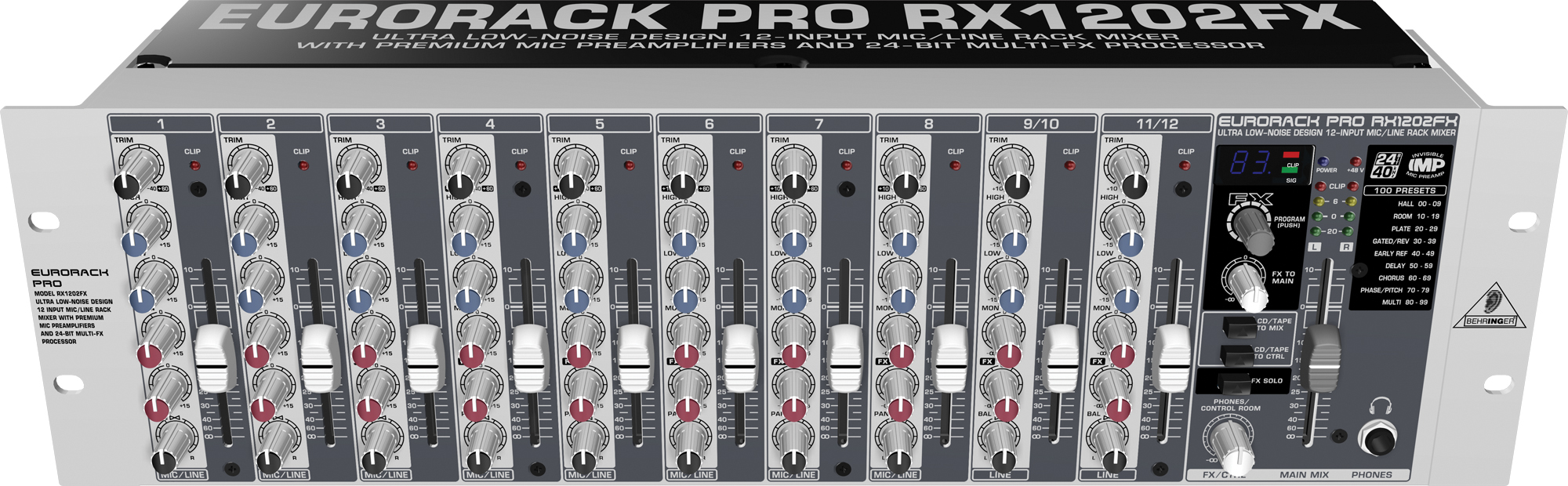 Behringer Behringer Eurorack RX1202FX Line Mixer, 12-Channel