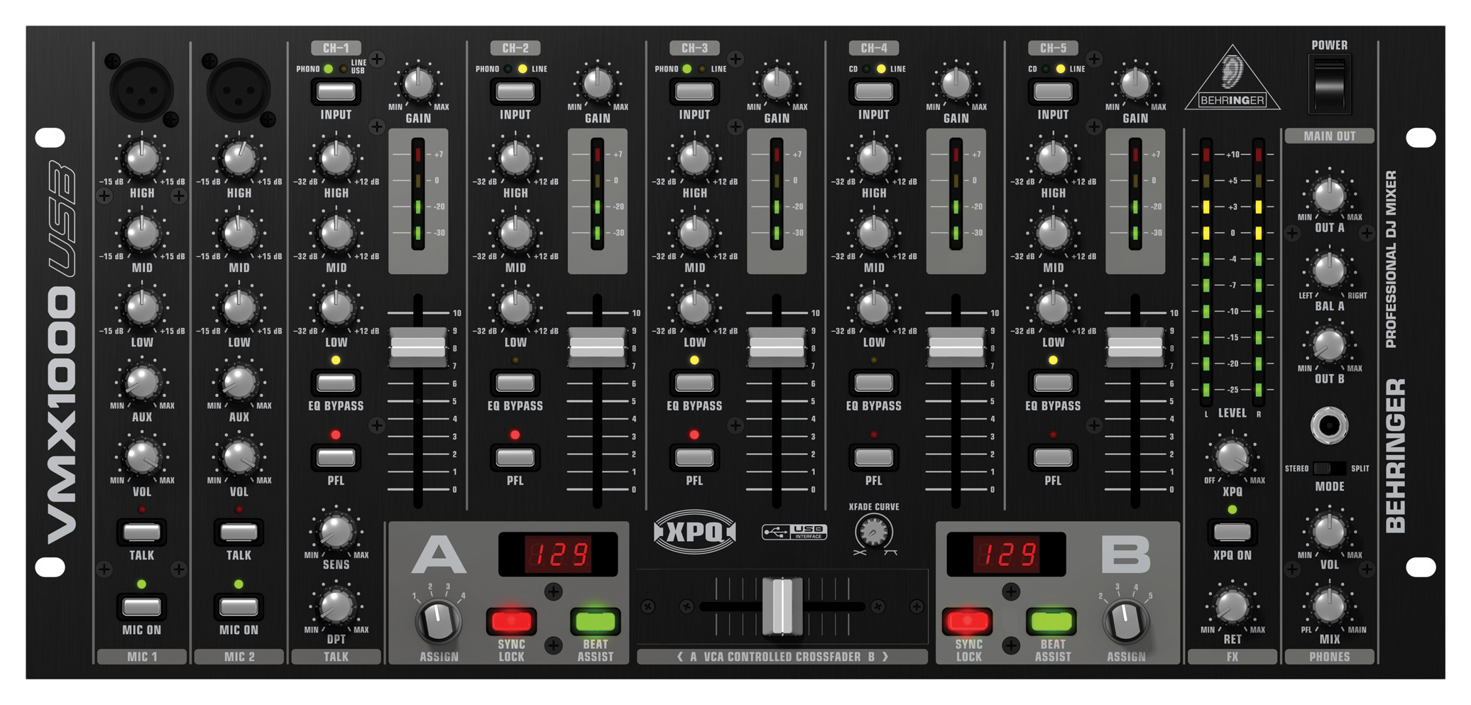 Behringer Behringer VMX1000USB Pro DJ Mixer with USB, 7-Channel