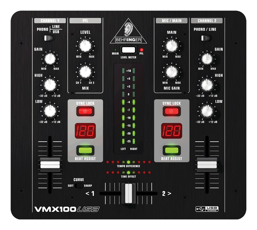 Behringer Behringer VMX100USB Pro DJ Mixer with USB, 2-Channel