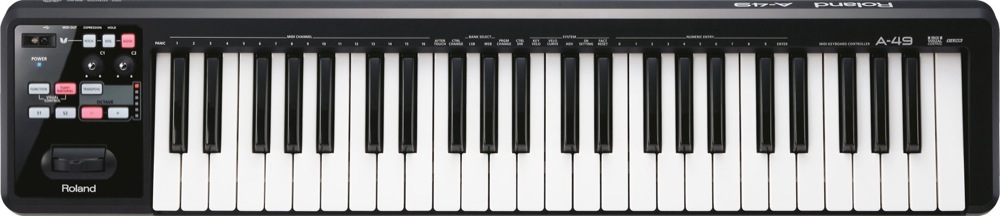 Roland Roland A-49 USB MIDI Keyboard Controller, 49-Key - Black