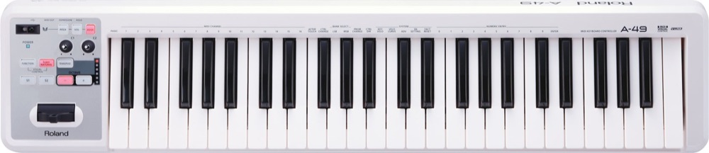 Roland Roland A-49 USB MIDI Keyboard Controller, 49-Key - White