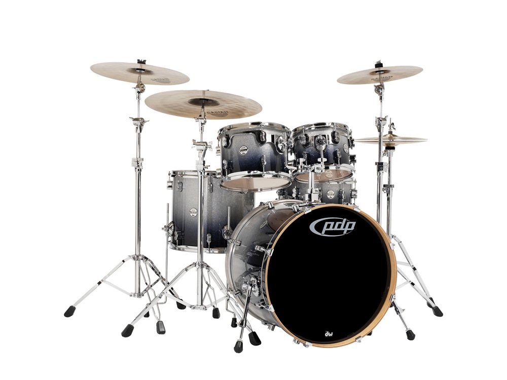 Pacific Drums Pacific Drums Concept Maple Drum Shell Kit, 5-Piece - Silver to Black Sparkle Fade