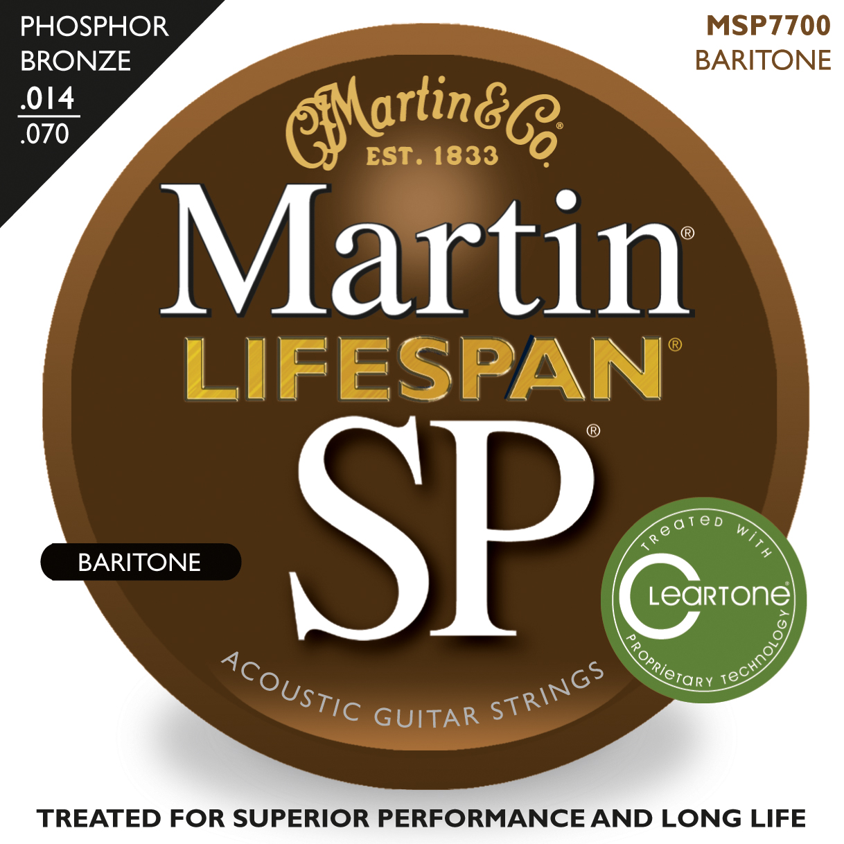 Martin Martin SP Lifespan Baritone Acoustic Guitar Strings (14-70)