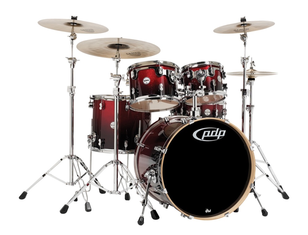 Pacific Drums Pacific Drums Concept Maple Drum Shell Kit, 5-Piece - Red to Black Sparkle Fade