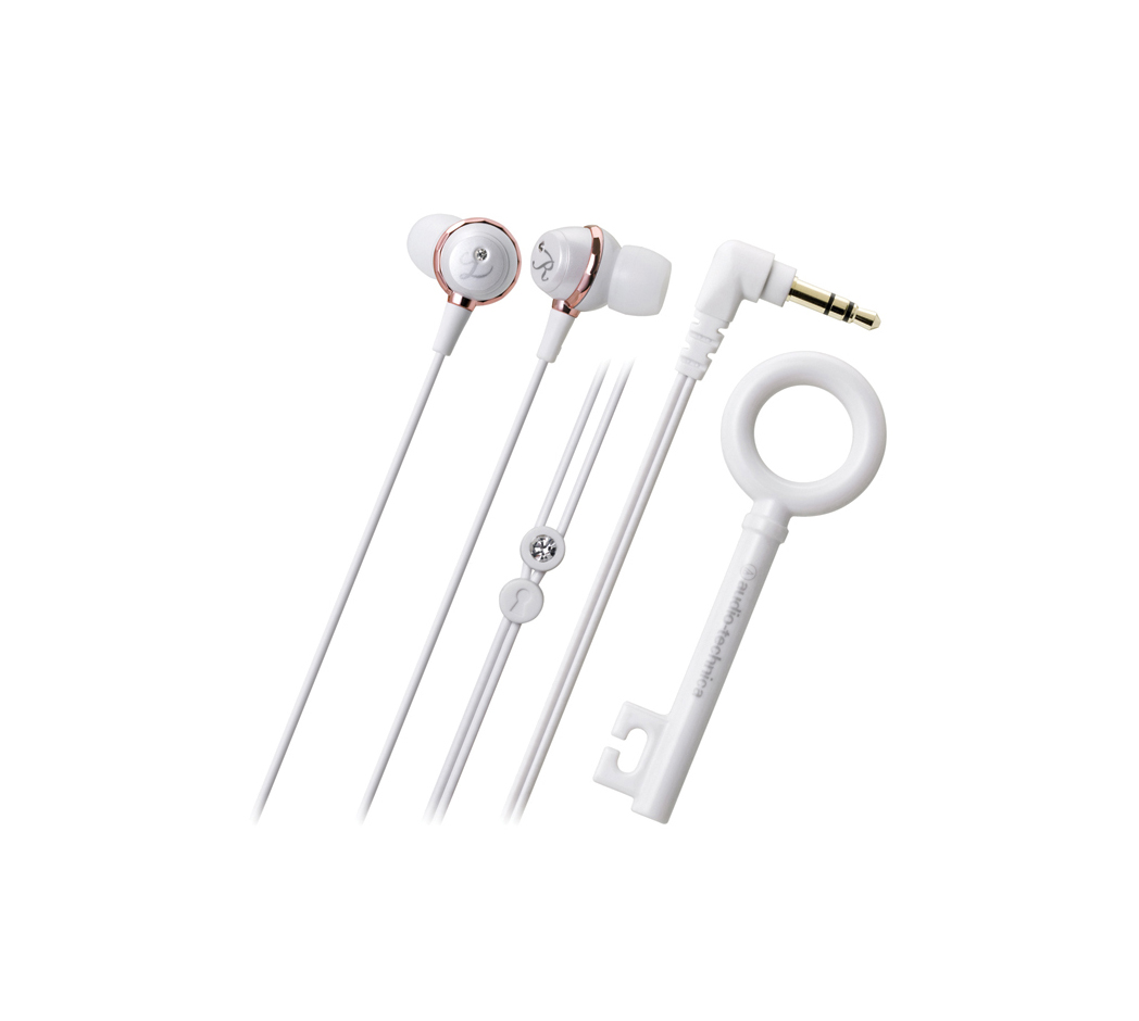 Audio-Technica Audio Technica ATHCKF500 In-Ear Headphones with Cable Wrap - White