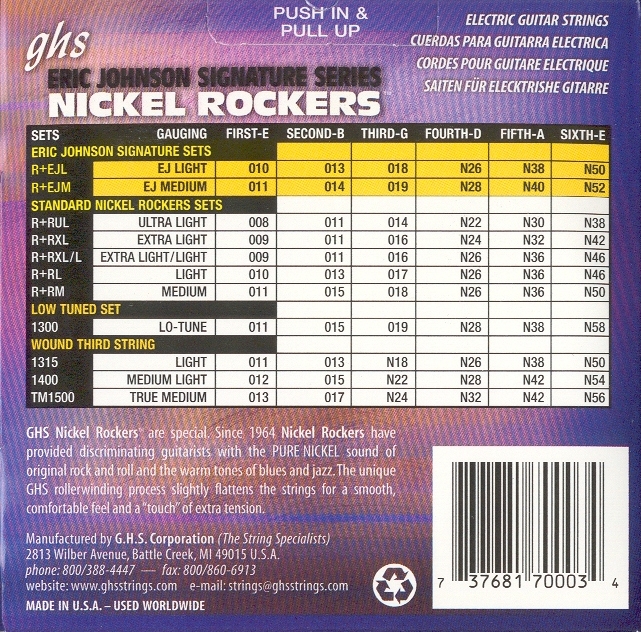 GHS GHS Eric Johnson Nickel Rockers Rollerwound Electric Strings (11-52)