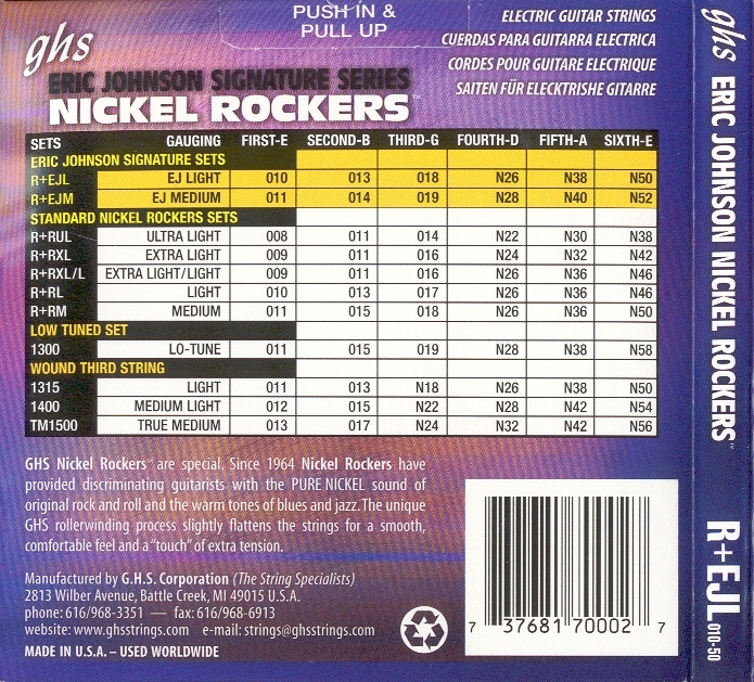 GHS GHS Eric Johnson Nickel Rockers Rollerwound Electric Strings (10-50)