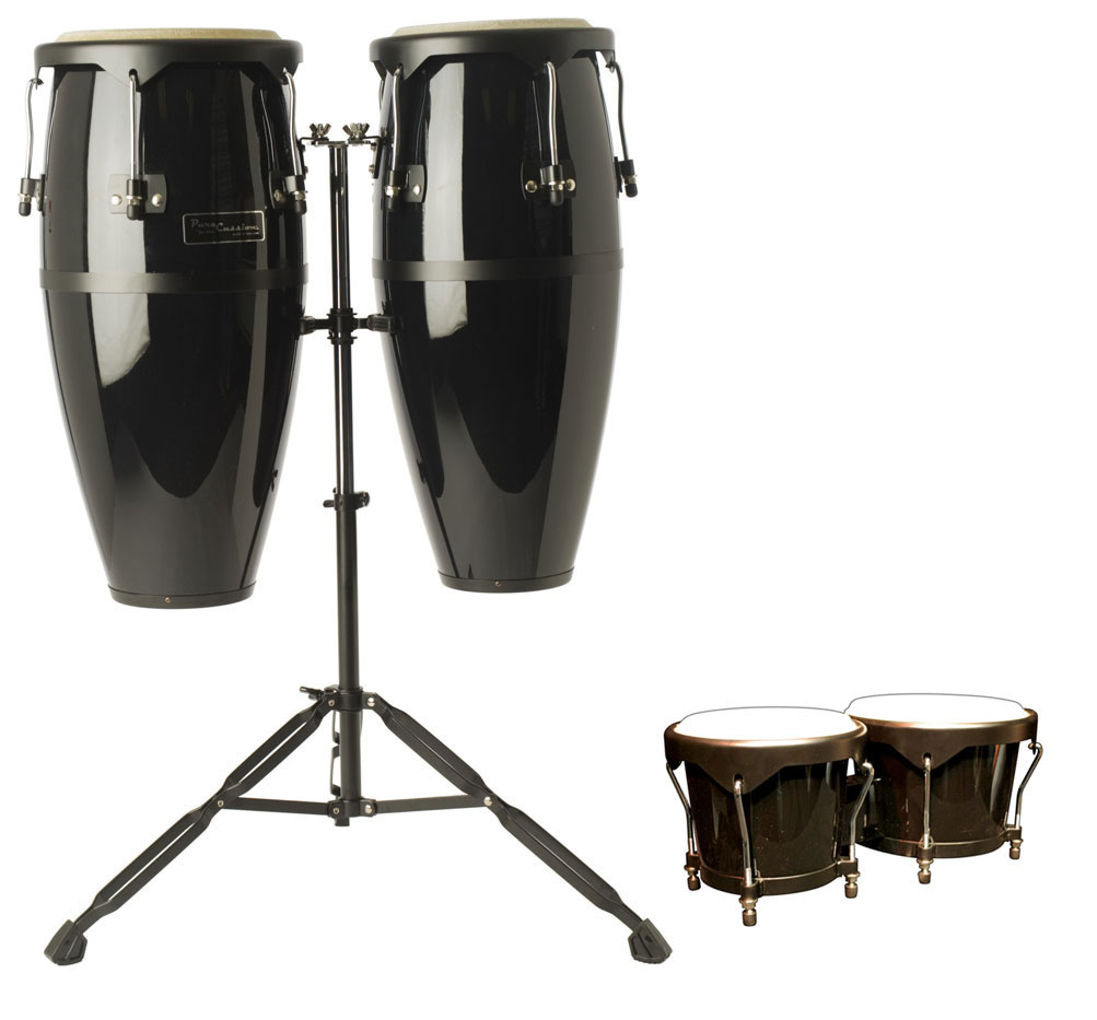 Gon Bops Gon Bops PureCussion Fiberglass Conga and Bongos Package - Black