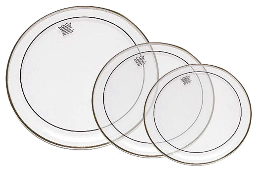 Remo Remo Clear Pinstripe Tom Drum Head Pack (Two Ply) (10, 12, and 16 Inch)
