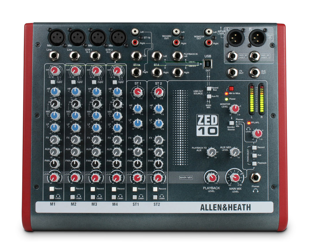 Allen and Heath Allen and Heath ZED-10 Mixer, 10-Channel, USB Interface