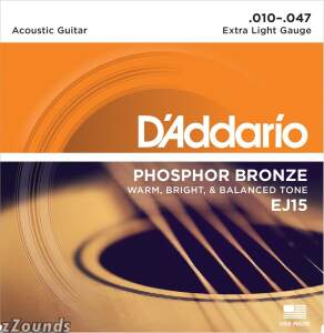 D'Addario EJ15 Phosphor Bronze Acoustic Guitar Strings (Extra Light)