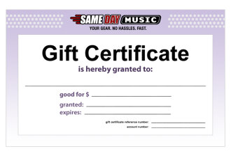 SameDayMusic Gift Certificate
