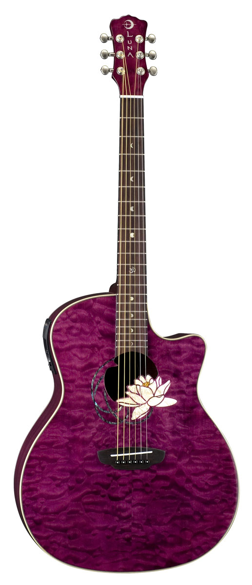 Luna Luna Lotus Flora Acoustic-Electric Guitar - Transparent Shiraz