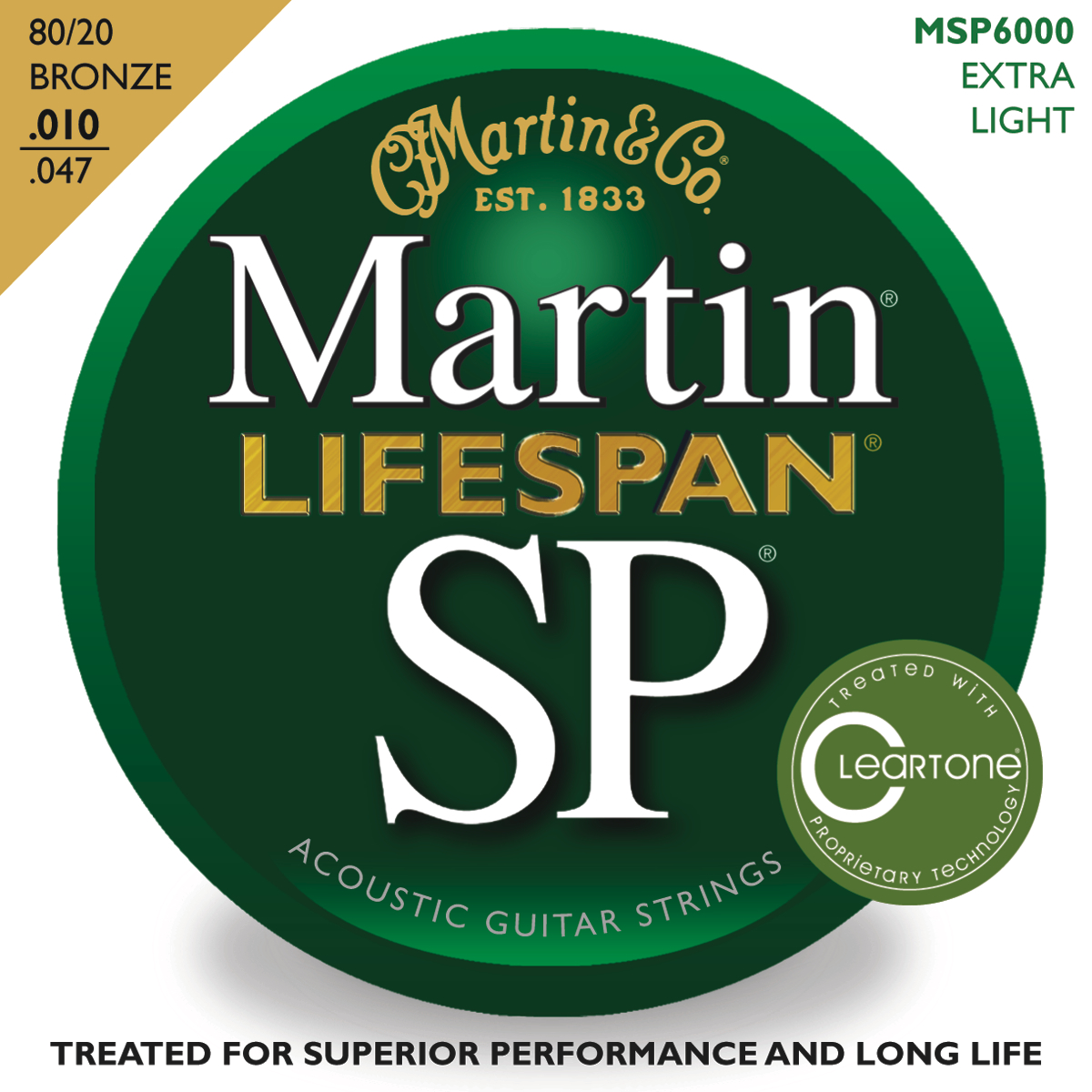 Martin Martin SP Lifespan Acoustic Guitar Strings, 80/20 Bronze (13-56)