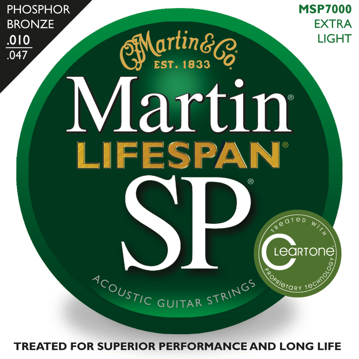 Martin Martin SP Lifespan Acoustic Guitar Strings, Phosphor Bronze (10-47)